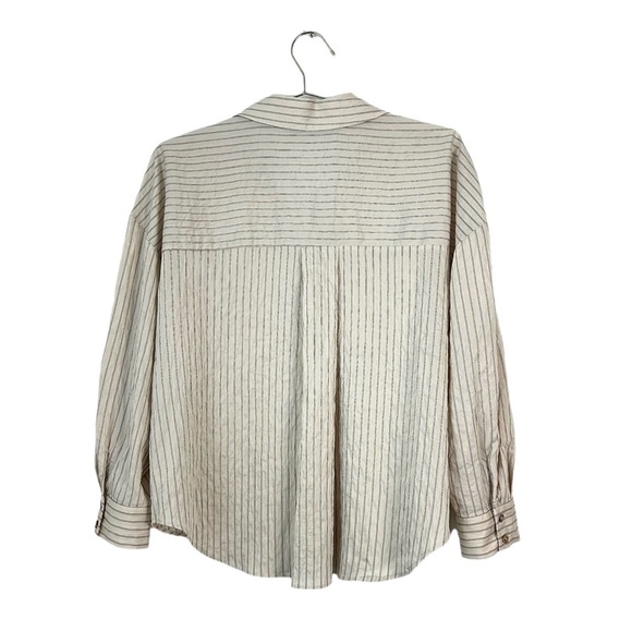 Zara Striped Oversized Button Front Shirt Modal Size M - Picture 4 of 5